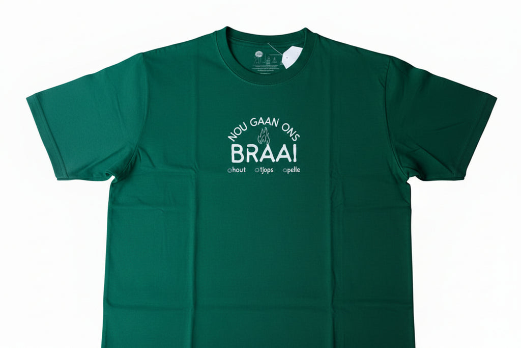 Short sleeve cotton T-shirt with Logo:  NOU GAAN ONS BRAAI