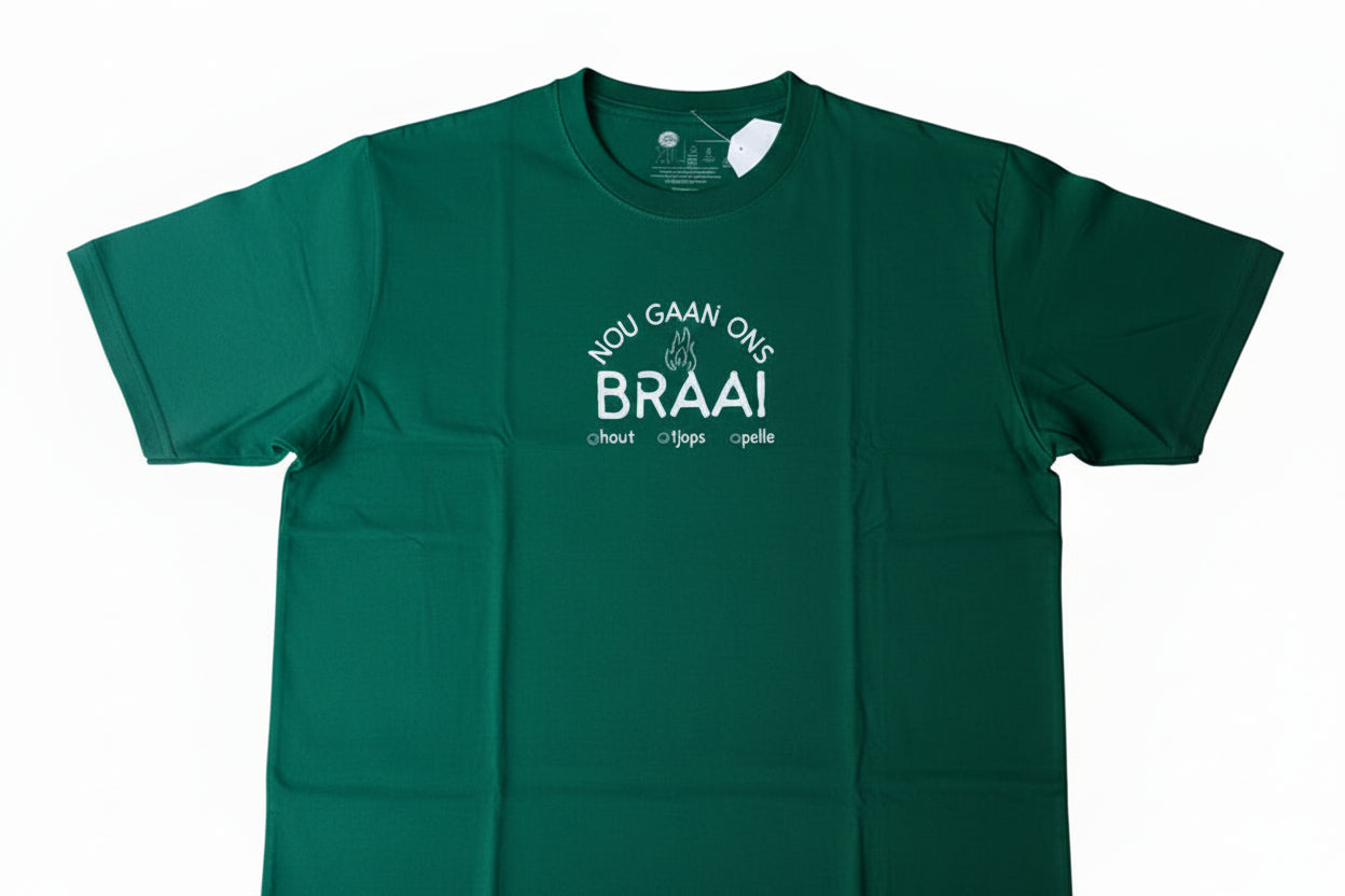 Short sleeve cotton T-shirt with Logo:  NOU GAAN ONS BRAAI