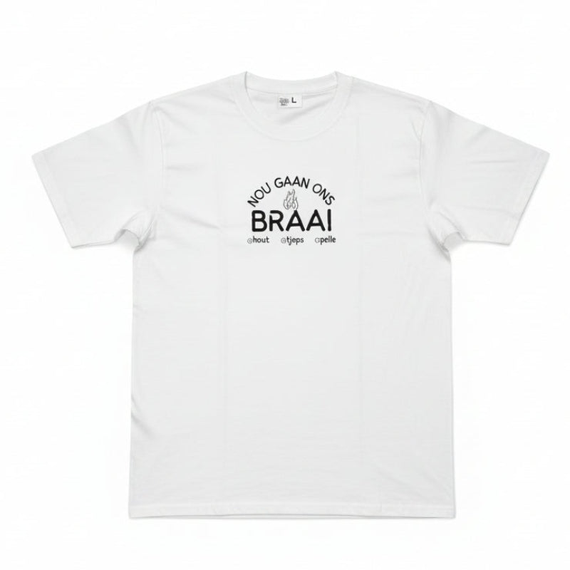 Short sleeve cotton T-shirt with Logo:  NOU GAAN ONS BRAAI